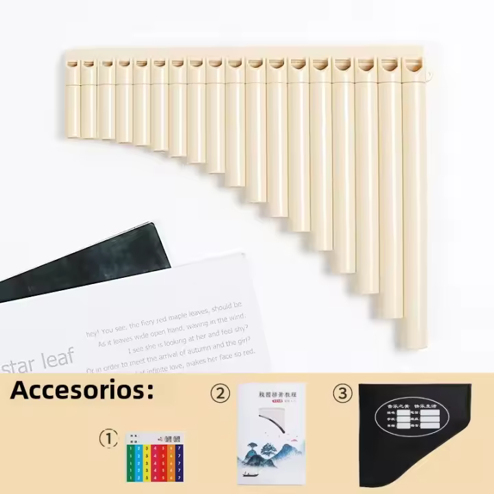 Flute De Pan Con 18 Tubos Instrumento Musical Para Principiantes En Clave De C Incluye Bolsa De Transporte Y Manual De Usuario - 1