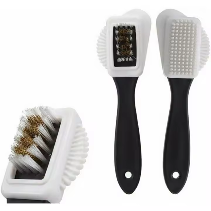 Paquete de dos: cepillo para gamuza de cuatro lados, cepillo multifuncional para nobuk para limpiar zapatos y botas, cepillo con cerdas de nailon - 1