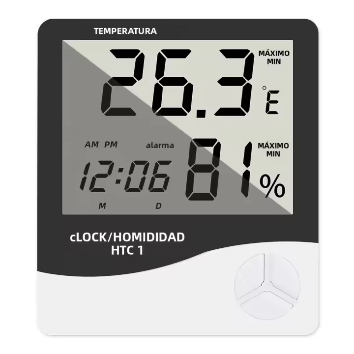 Mini Estación Climática Digital LCD Para El Hogar Medidor De Temperatura Y Humedad Con Reloj Meteorologico Interior Y Exterior - 1