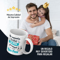 DEREGALOOS Taza Día del Padre | Regalos Originales Para Hombre | Taza de Café con Frase Divertida Para Papá | Apta Para Microondas y Lavavajillas | No Importa lo Dura que Sea La Vida. - details 2