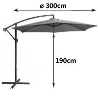 Sombrilla Parasol Excéntrico ø 300 cm Estructura Aluminio Tela de Poliéster de 180g/m² Terraza Jardin Camping Playa - details 9