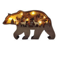 Wolf Totem Decorativo De Madera Vacío Navidad Animal Creatividad Adorno De Escritorio Para Coche Decoración LED Para Sala De Estar - details 4