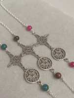 pulsera amuleto doble protección con piedras naturales, apatita, ojo de tigre y rubí, plata de ley-40ycuatrojoyeria - details 0