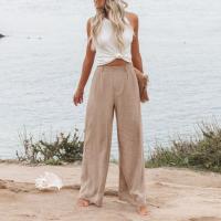 Pantalones Anchos Para Mujer Cintura Alta Elástica Trasera Negocios Casual Largo Pantalones Regulares De Pierna Recta Para Otoño/Invierno - details 29