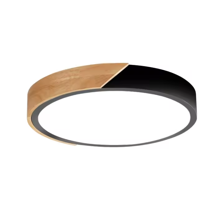 IluminaShop - Plafón LED Techo Circular 24W con Mando a distancia, Regulable 2700K-6500K blanco frío a cálido e intensidad, 2400LM, Diseño con Madera Natural, para Baño, Cocina, Dormitorio, Salón - 1