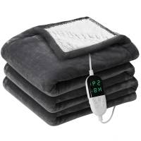 Manta Eléctrica Espesada Doble Cara Calentamiento Rápido Mantas de Franela Temperatura Ajustable Control Temporizador Calentador Corporal de Invierno,130*150 - details 0