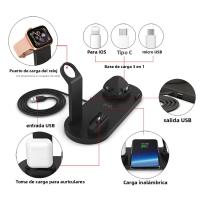Cargador Inalámbrico 15W 4 En 1 Para iPhone 15 14 13 12 X Samsung Galaxy S22 S21 Apple Watch Airpods Estación De Carga Rápida Con Indicador De Carga Y Soporte Tipo C - details 1