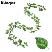 1/2PCS Simulación De Planta De Pared Verde Para Interior Decoración De Flores Rattan Falsas Hojas Verdes Begonia Adorno De Pared Colgante De Plástico - details 22