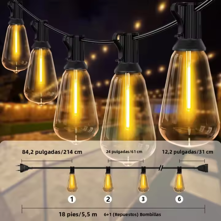 Luces De Hilo De Bola LED ST38 106FT Impermeables Para Jardín Exterior Decoración De Navidad Para Terraza Y Pub - 1