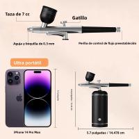 Pistola De Pulverización Portátil Para Uñas Con Compresor De Pintura Para Arte De Uñas Y Maquillaje Decoración De Artesanías Pintura Metal Eléctrico Incluye Batería - details 7