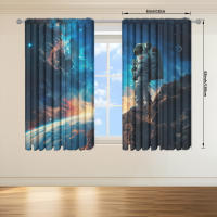 2pcs Cortina Astronauta Impresión Para Decoración De Hogar Tratamiento De Ventana Para Dormitorio Oficina Cocina Sala De Estar Y Estudio - details 13