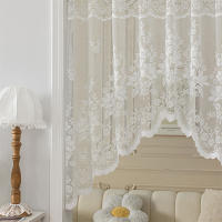 Cortinas Blancas De Encaje Transparente Con Flores Para Cocina Y Ventanas Pequeñas Con Ojo De Banda Para Decoración Del Hogar - details 2
