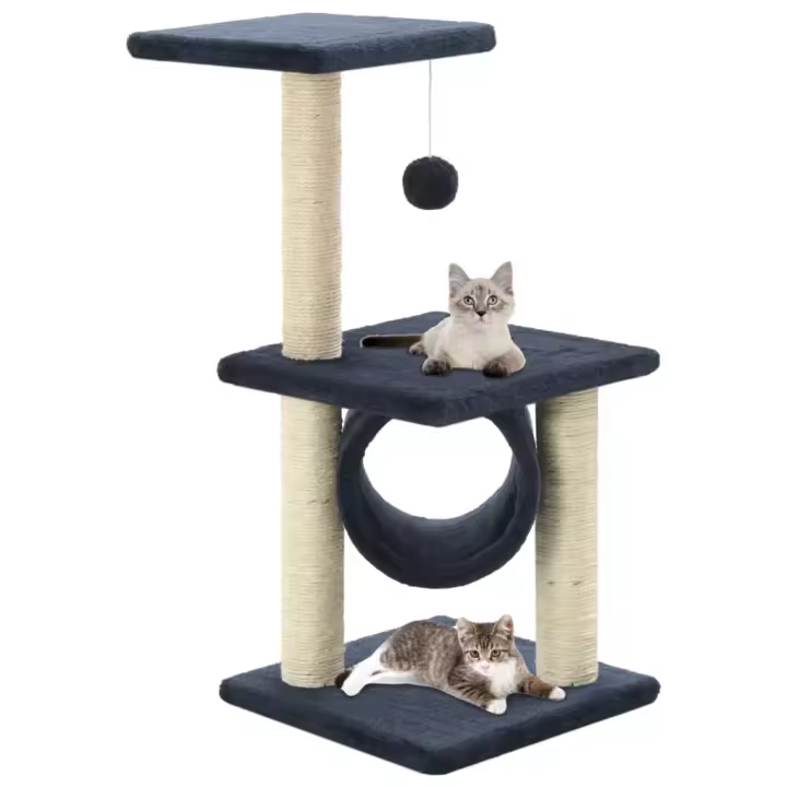 vidaXL Rascador Gatos con Poste Rascador de Sisal 65cm Mascotas Color Azul oscuro,  Beige con huellasde patas,  Gris con huellas de patas y mas - 1