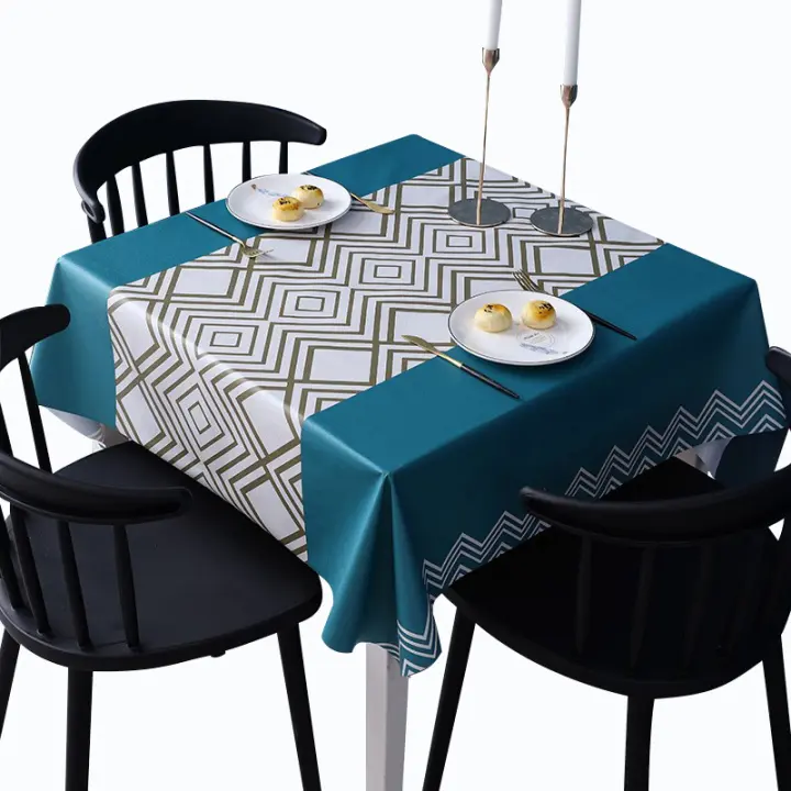 SOMY Mantel de PVC, Mantel Rectangular, Mantel Rectangular Antimanchas, Mantel Impermeable, Mantel Antimanchas para Picnic, Exterior, Jardín, Geometría, (Azul) Manteles de 120x120cm - 1