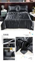 Juego De Cama De Lujo En Seda De Hielo Con Fundas De Almohada Y Funda De Edredón Satinado Textil Doméstico De Alta Gama Color Sólido - details 10