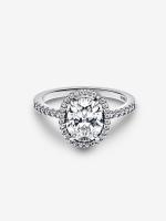 Pandora-Anillo Lamativo with Halo Brillante Valovalado-Plata de Leyes - details 2