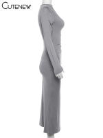 Vestido Largo Elegante Para Mujer NIBBER Con Cuello Redondo Y Patchwork Ajustado Para Noche Traje De Fiesta Vestidos - details 8