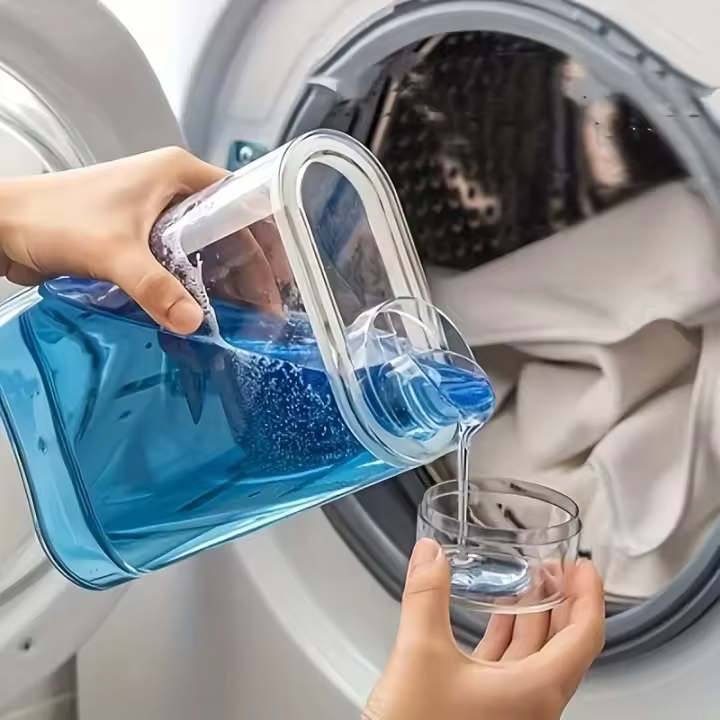 Botella De Detergente De Lavandería Con Dispensador Plástico Tanque Transparente Sellado Para Almacenamiento De Lavandería Y Cuidado Del Hogar - 1