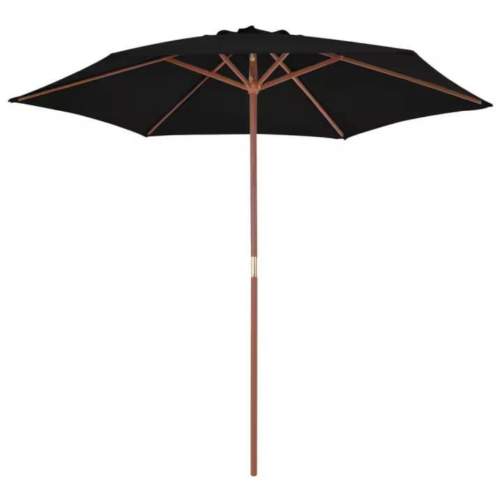 Sombrilla de Jardín con Palo de Madera Negro 270 cm - 1