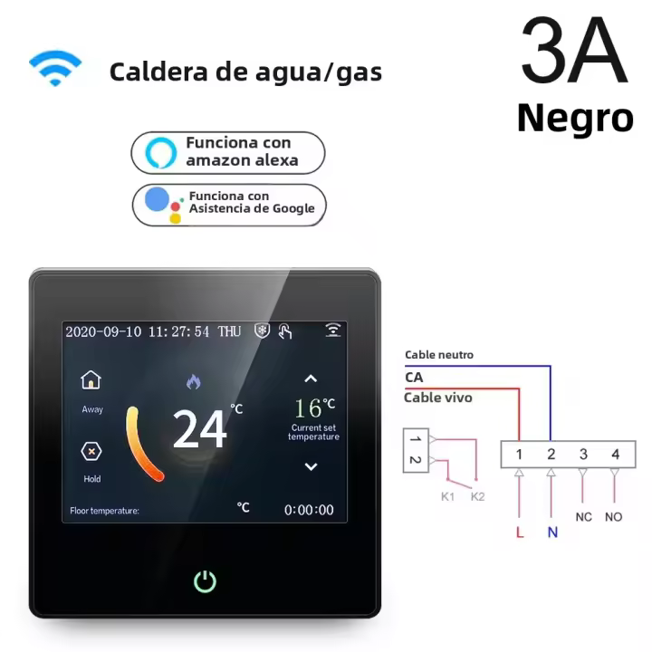 Termostato Inteligente WiFi Tuya Con Pantalla Táctil LED Celsius/Fahrenheit Controla El Calor Compatible Con Alexa Y Google Home - 1
