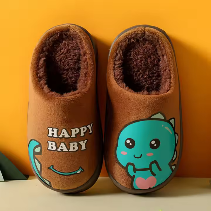 Chupines De Invierno Para Niños Dinosaurio Suaves Y Cálidos De Plush No Slip Para Interior Talla True to Size Unisex - 1
