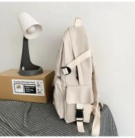 Mochila multifuncional de nailon para estudiantes, mochila de gran capacidad con cremallera, de Color sólido, a la moda e informal, para viajes y escuela 1 - details 4