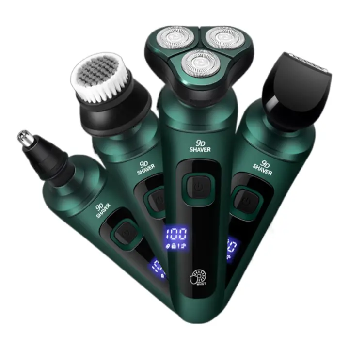 Afeitadora eléctrica para hombres, húmeda y seca, afeitadora eléctrica inalámbrica recargable con recortador de patillas, IPX7 resistente al agua, adecuada para viajes. - 1