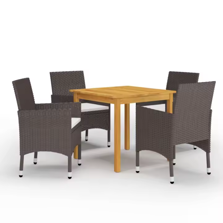 vidaXL Juego de comedor de jardín de 5 piezas marrón - 1