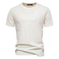 Camiseta De Punto De Palanca Para Hombre AIOPESON Color Sólido Casual Cuidado Facilidad Verano Moda Tops De Calidad Breathable Ligera O-Neck Sin Capucha - details 7