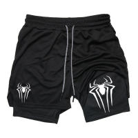 Shorts De Rendimiento Para Hombre Con Estampado De Araña 2 En 1 Shorts De Gym Para Correr Con Bolsillos Para Teléfono Y Cinta Atleta Activo - details 18
