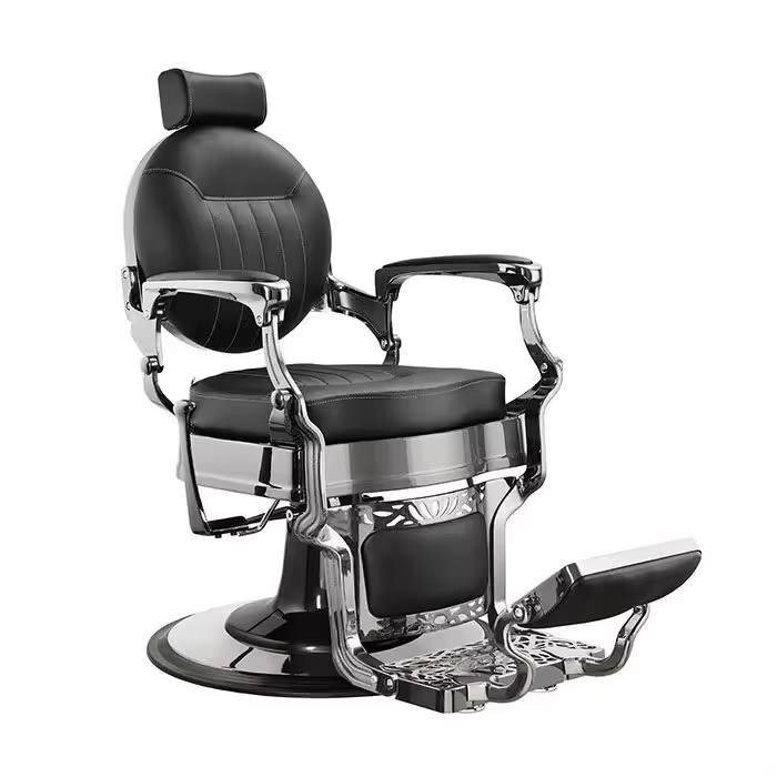 Sillón Clásico de Barbero hidráulico estilo Retro Vintage con reposapies integrado Modelo LBH Caesar Mercury - 1