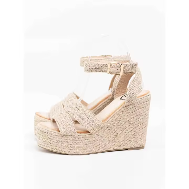 Lyla Wang Sandalias cuñas altas espartos natural - 1