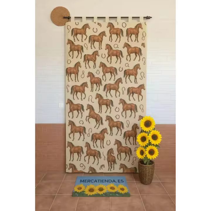 Cortina de Puerta Exterior e Interior – Caballos , Jacquard 140x260cm - 1