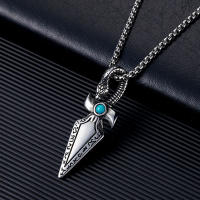 Collar De Acero Inoxidable Titanio Vikingo Pirata Cabeza De Serpiente Flecha Punta De Punta Para Hombres Y Mujeres Estilo Punk Hip Hop Joyería - details 1