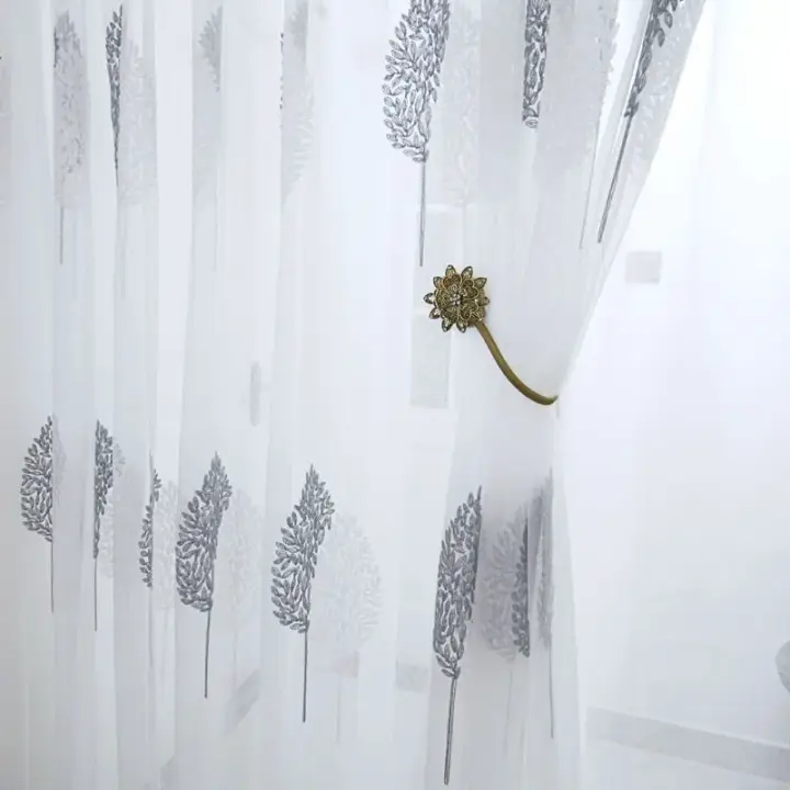 1PC Cortina De Tules Blancas Transparentes Para Sala De Estar Balcón Dormitorio Moderna Bordada Cortina De Juego De Ventanas - 1