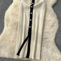 Vestido Largo Sin Mangas De Verano Para Mujer REALEFT V-neck Cintura Imperio Slim Alineado Hasta La Cintura De Poliéster - details 15