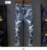 Nuevos Jeans Azul Claro Con Rasguños Y Elásticos Para Hombres Calidad Superior Moda Coreana Ropa Casual High Street Trousers - details 1