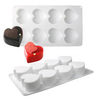 Molde De Galletas De Silicona En Forma De Corazón Para Postres Y Pasteles Eco-amigable Para Horno 6 O 8 Celdas Día De San Valentín - details 3
