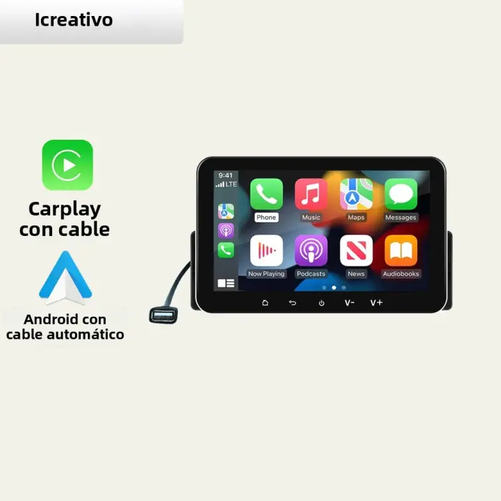 Reproductor Multimedia Para Coche Universal 1Din Pantalla Táctil De 7'' Con Carplay Y Android Auto Wifi Navegación FM Estéreo - 1