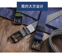 Cinturón De Lona Negra 110/130cm Con Hebilla De Cuero Para Hombres Y Mujeres Estilo Casual Para Combinar Con Jeans Deporte Al Aire Libre - details 3