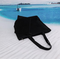 EILV - Bolso de Playa con Estilo Boho | Bolsa Transparente de Malla + Tejido Calado | Incluye Neceser | Multicolor - details 7