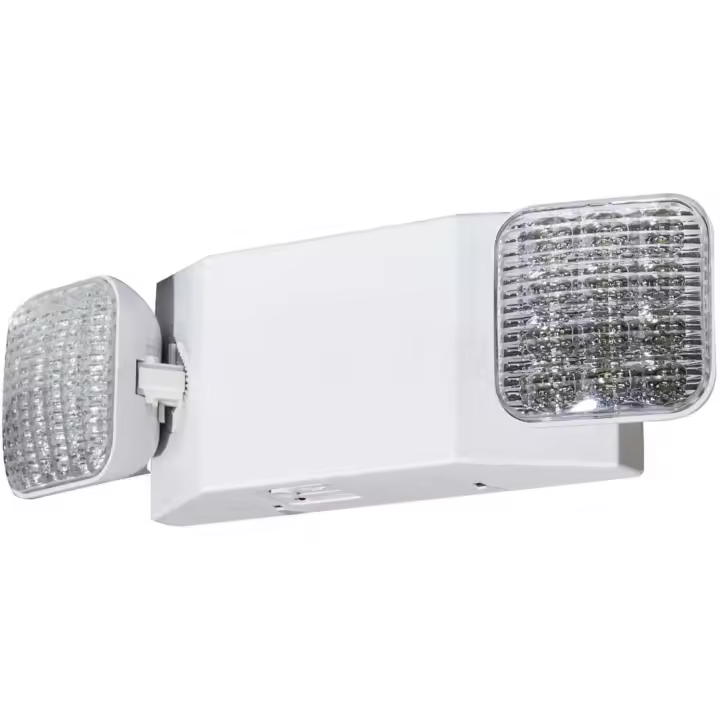 Luces de emergencia con batería de respaldo, luminarias de emergencia comerciales, dos cabezales de luz LED ajustables, 120-277 V CA, 1 unidad - 1