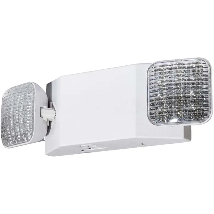 Luces de emergencia con batería de respaldo, luminarias de emergencia comerciales, dos cabezales de luz LED ajustables, 120-277 V CA, 1 unidad - 1