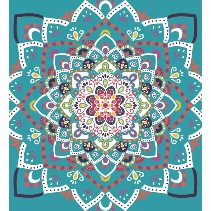 Pareo Extragrande Turquesa 210×230 cm – 100 % Algodón Estampado Varkala - 1