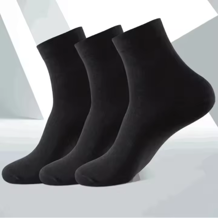 3 Pares De Calcetines Negros Para Hombre Algodón Business Para Zapatos Largos KupiVIP Uso Diario Cómodo Transpirable - 1