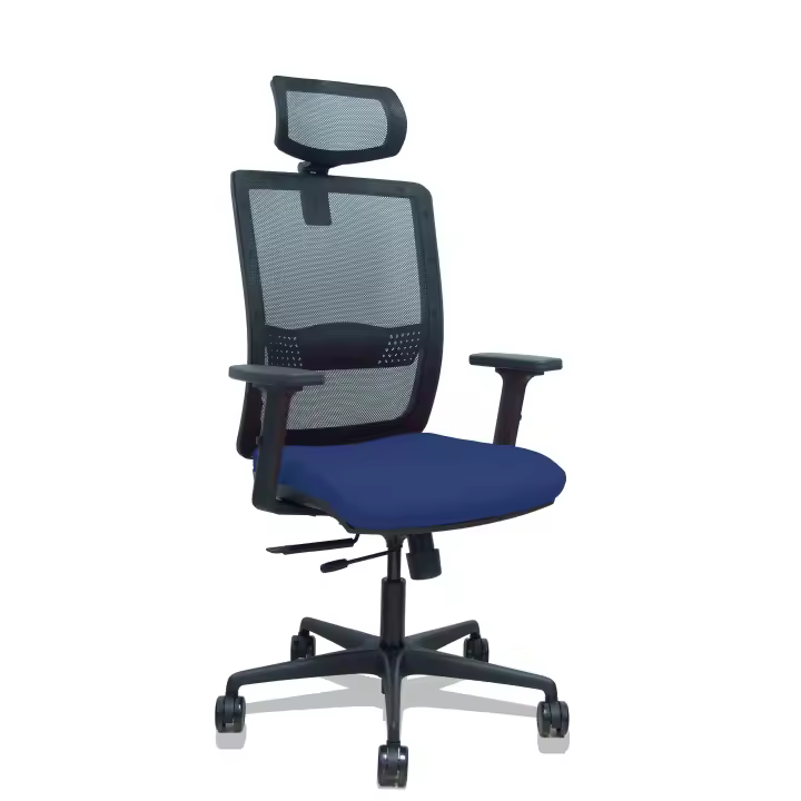 Silla Haches traslack malla negra asiento bali azul marino brazos 2D ruedas 65mm cabecero regulable - 1