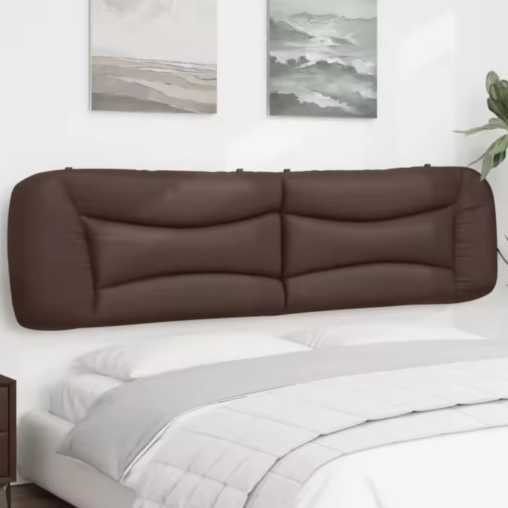 vidaXL Cabecero de cama acolchado cuero sintético marrón 200 cm - 1
