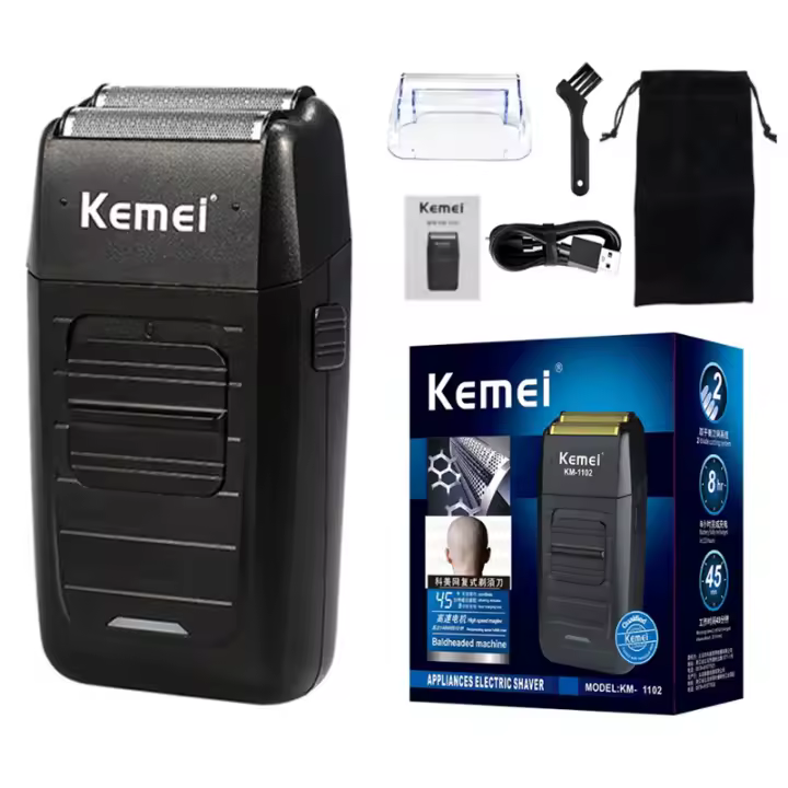 Afeitadora Eléctrica Recargable Para Hombres Kemei KM-1102 Cuchilla Reciprocante De Doble Hoja Trimmer Multifuncional Para Cuidado Facial Y Barba - 1