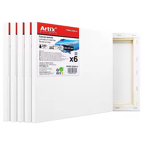 C.A - Set de 6 Lienzos Artix para Pintar, Paneles Imprimados, 100% Algodón, Lienzos Preestirados para Pintura Acrílica - 1
