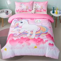 Funda De Edredón Y 2 Fundas De Almohada 3PC Unicornio Del Amor 100% Poliéster Impresión Digital 1D Funda De Edredón Decoración Para El Hogar Cuatro Estaciones - details 3